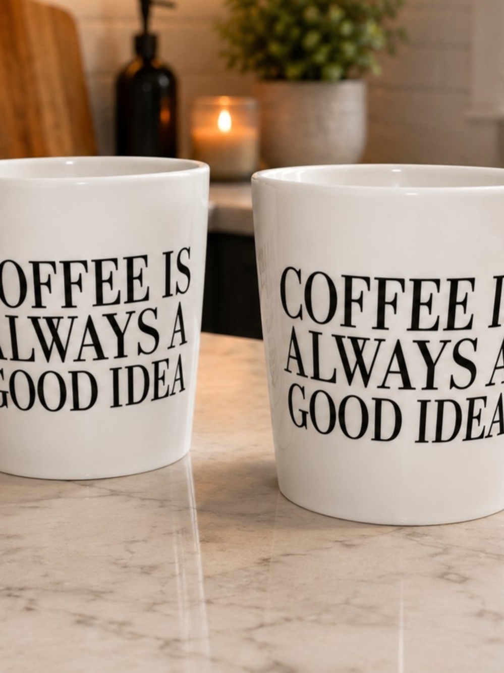 Indigo Mugs Coffee Is Always A Good Idea Set Of 2 Funny Coffee Lover Gift Idea